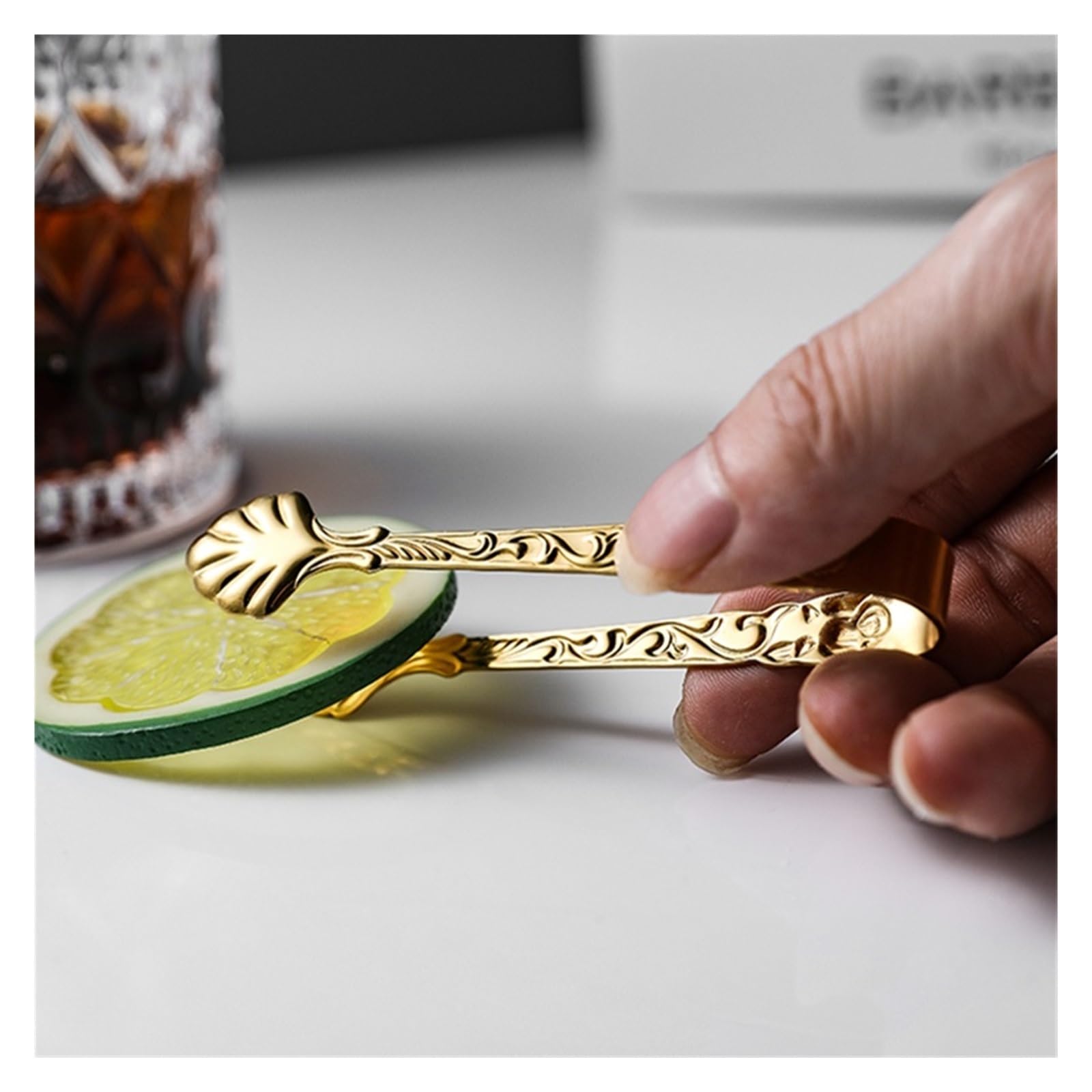 JINGYAN Pince à glaçons Food Clip Tongs Stainless Steel Ice Cube Holder Cooking Grill Fruit Salad Clamp Kitchen Accessories