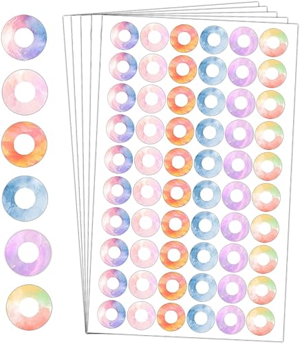 Etiquetas adhesivas de refuerzo de agujeros, etiquetas de agujero de 0.25 pulgadas, hojas sueltas, protectores de agujeros de papel de papel