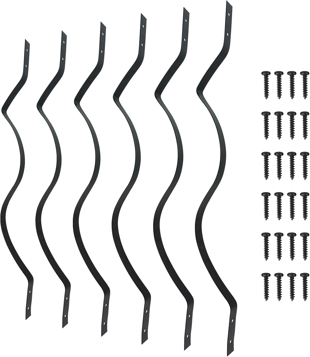 Deck Balusters, 26"x1" Curve Metal Deck Spindles, 61Pack Wave Arc Balusters, Metal Deck Balusters for Wood and Composite Deck, Metal Outside Deck Balusters for Deck Railing