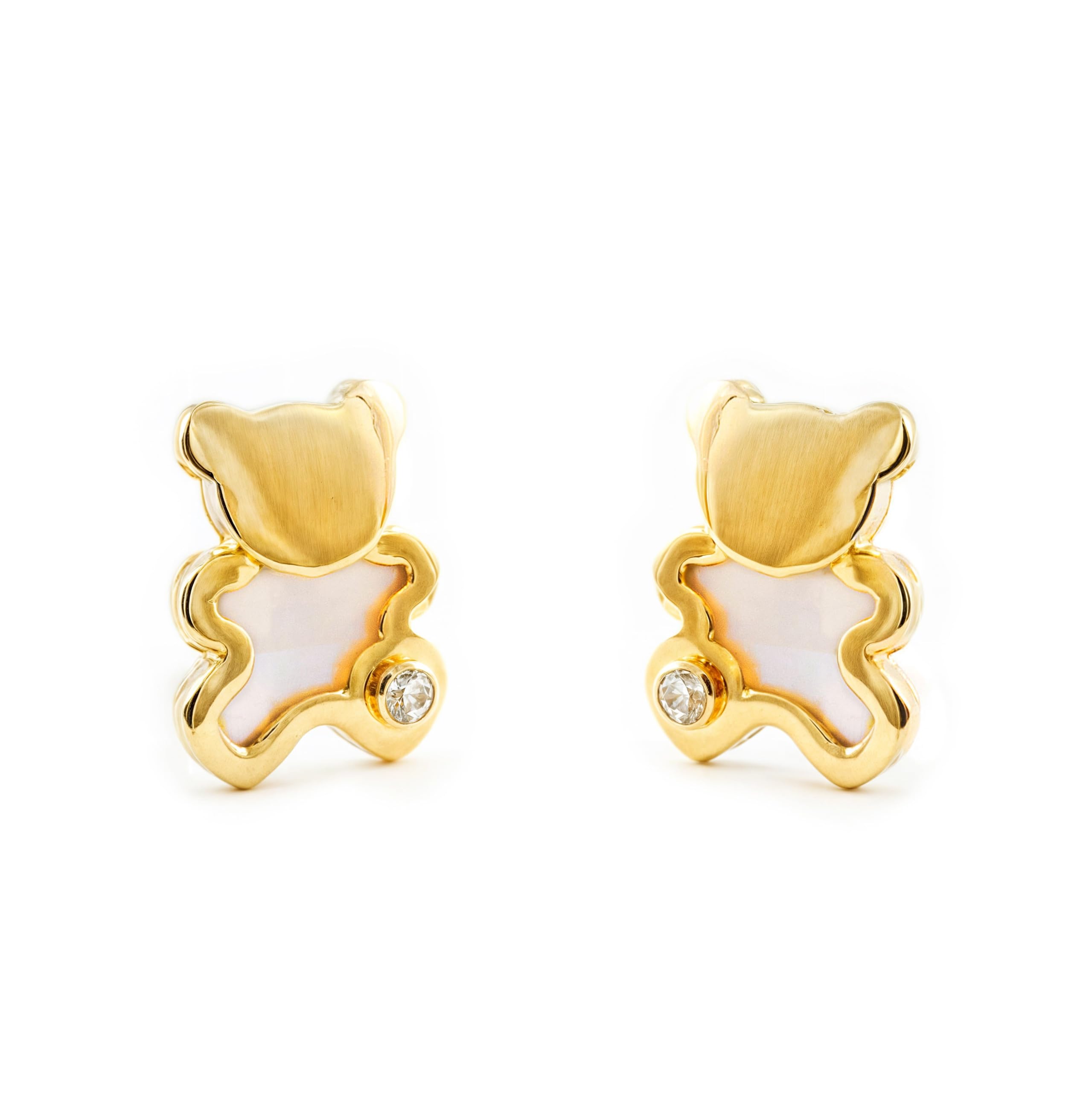 Damen & Kinder Bär Ohrstecker - Gelbgold 9 Karat (375) - Geschenkbox - Garantiezertifikat