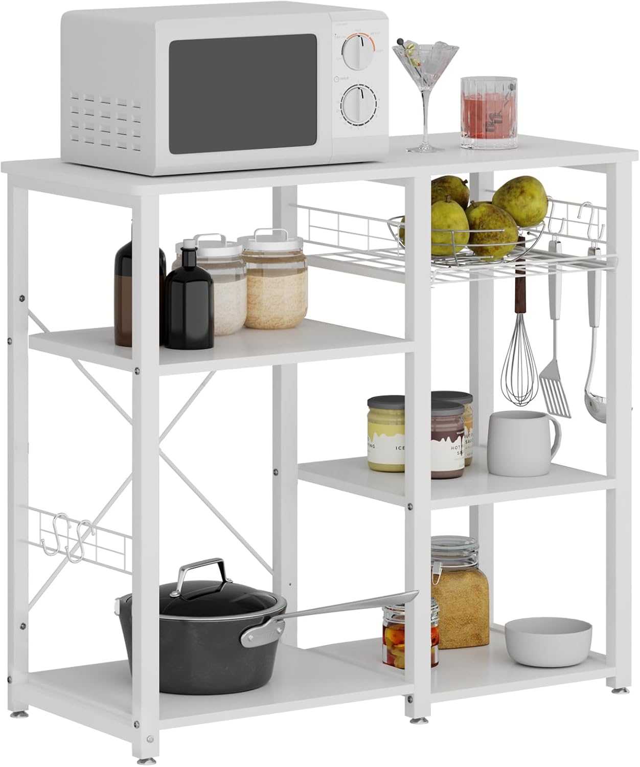 soges 3-Tier Kitchen Baker's Rack, Compact Microwave Stand Shelf, White