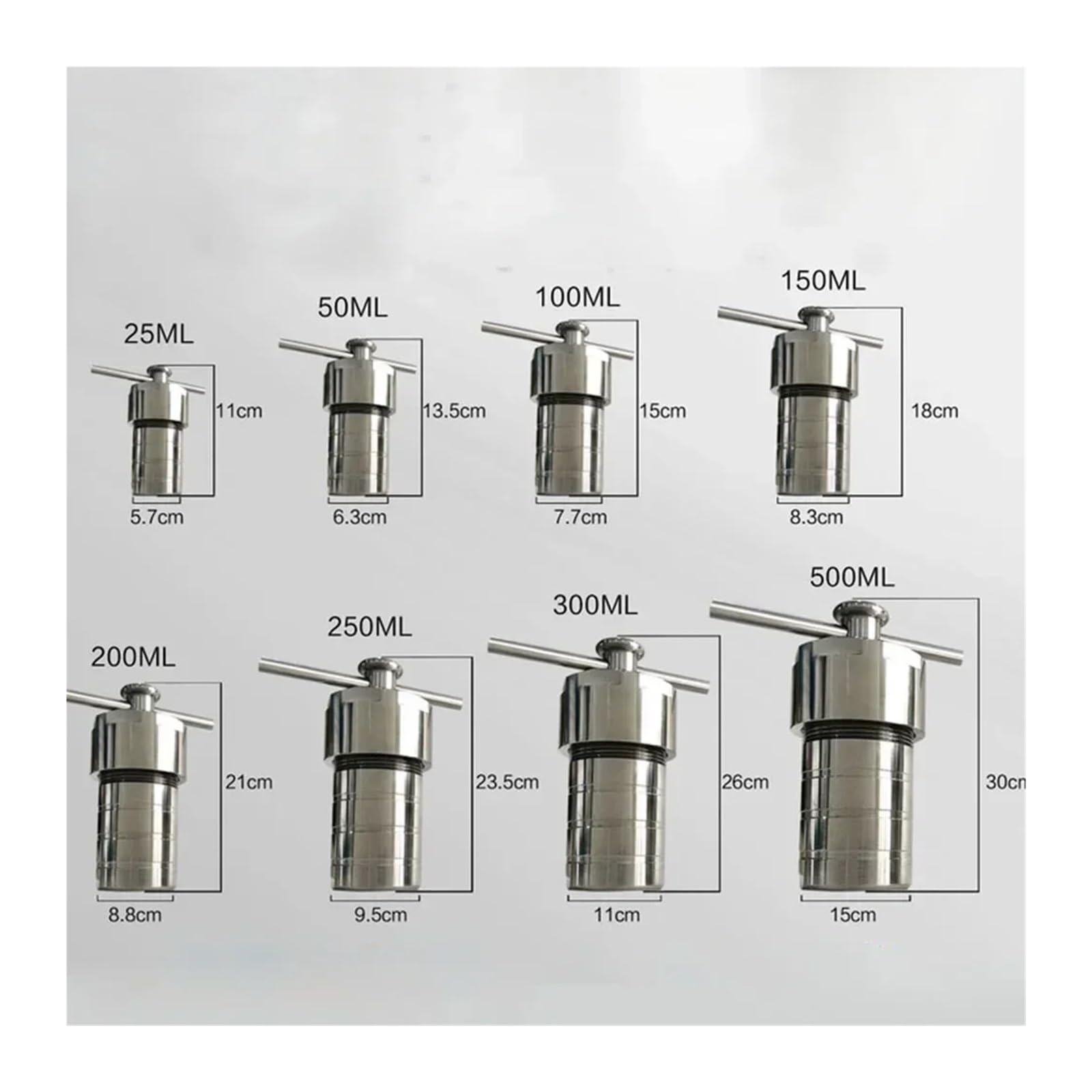 Reactor de autoclave, Reactor autoclave hidrotermal de 5-500 ml con síntesis cámara PTFE Para laboratorio(25ml)