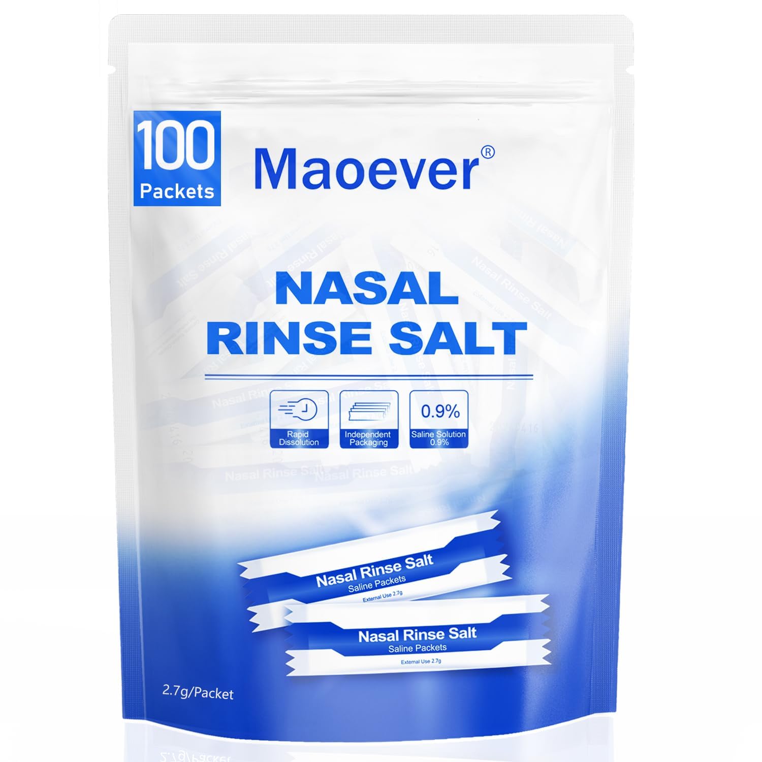 100 Saline, Neti Pot Salt, Individually Wrapped Saline for Neti Pots, Nasal Irrigation, and Squeeze Bottles & Sinus Relief | Sinus Care