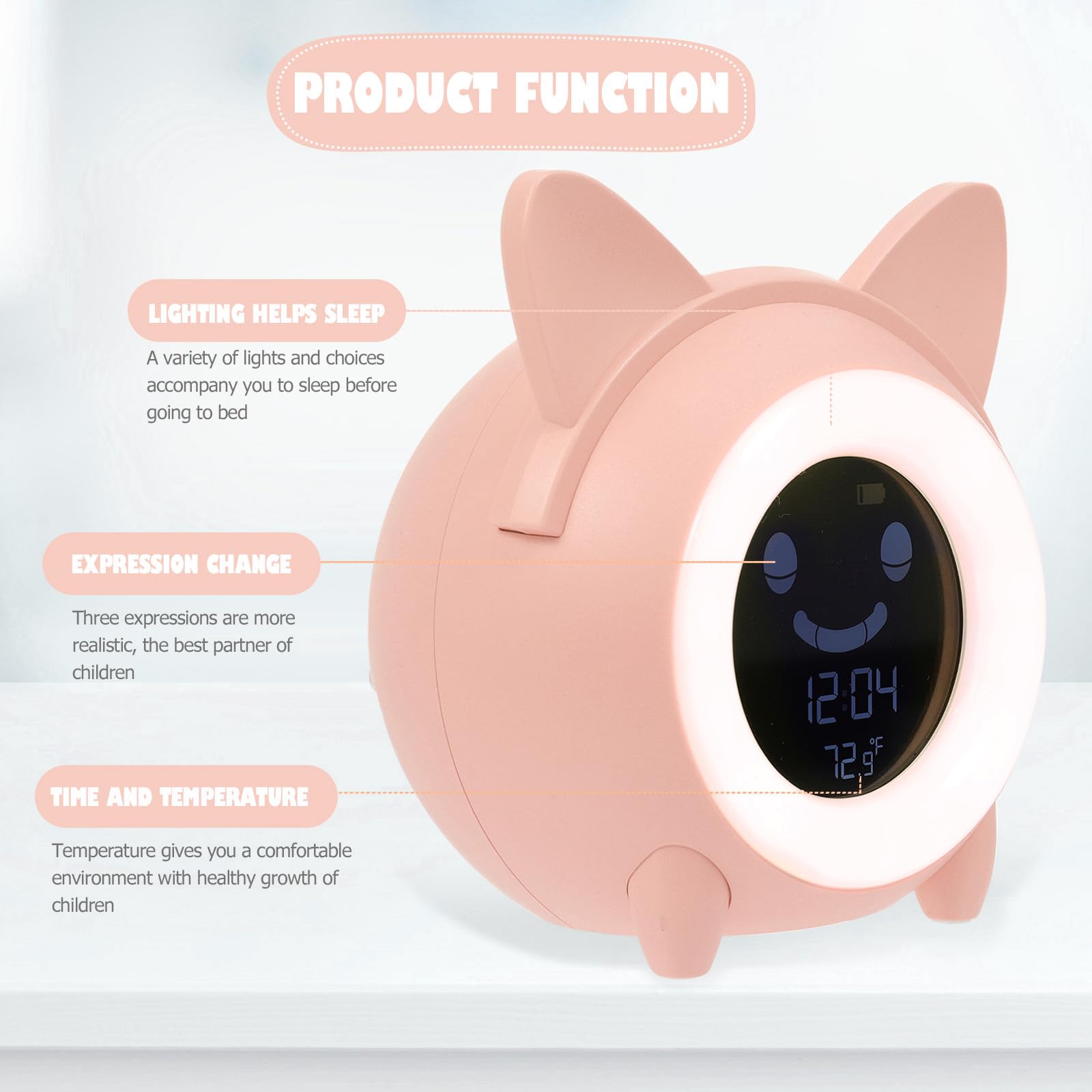 Réveil Numérique Petit Modèle Moderne Rose, Veilleuse Garçon et Filles