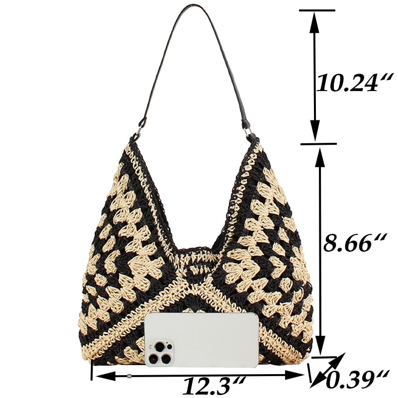 Bolso Hobo de Paja para Mujer Tote de Playa Grande miniatura 4