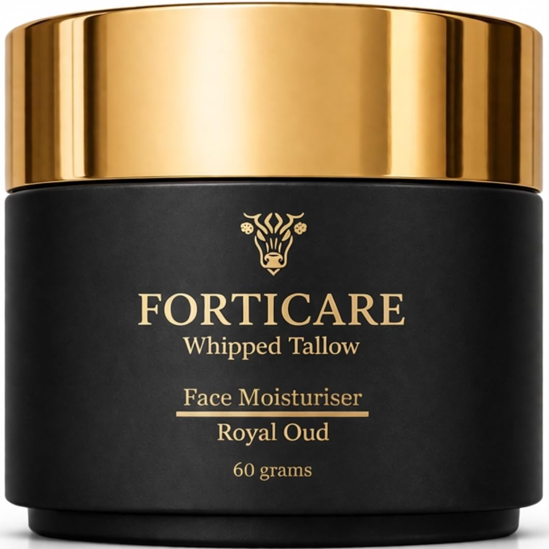 Beef Tallow Whipped Balm – Grass Fed Beef Tallow Face Cream & Moisturiser - Oud Scented Golden Cow Hydrating Whipped Balm for Dry Skin (60 g (Pack of 1), Oud)