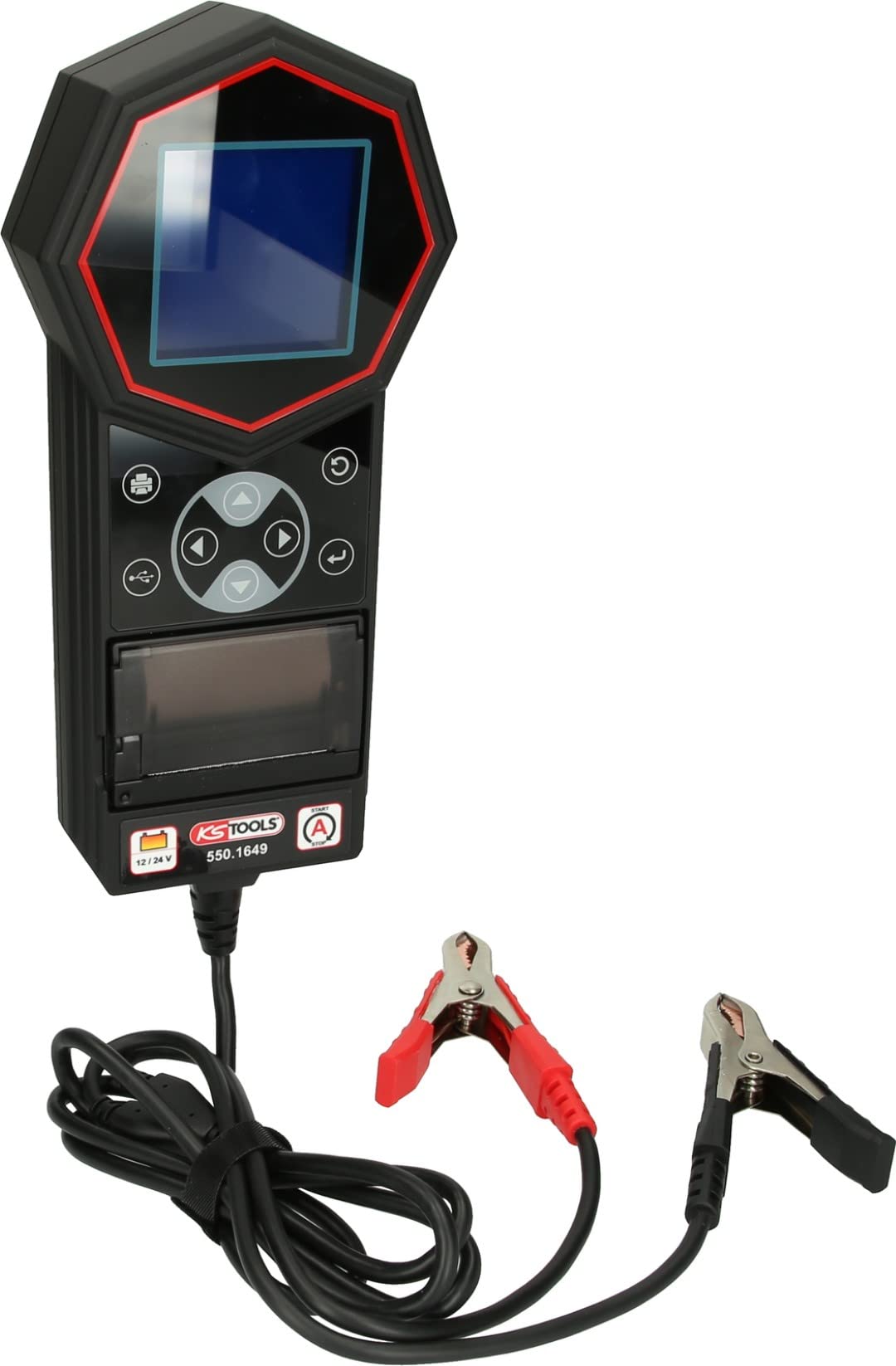 KS Tools 550.1649 Analizador del cargador y la batería digital de 12 V / 24 V con impresora integrada
