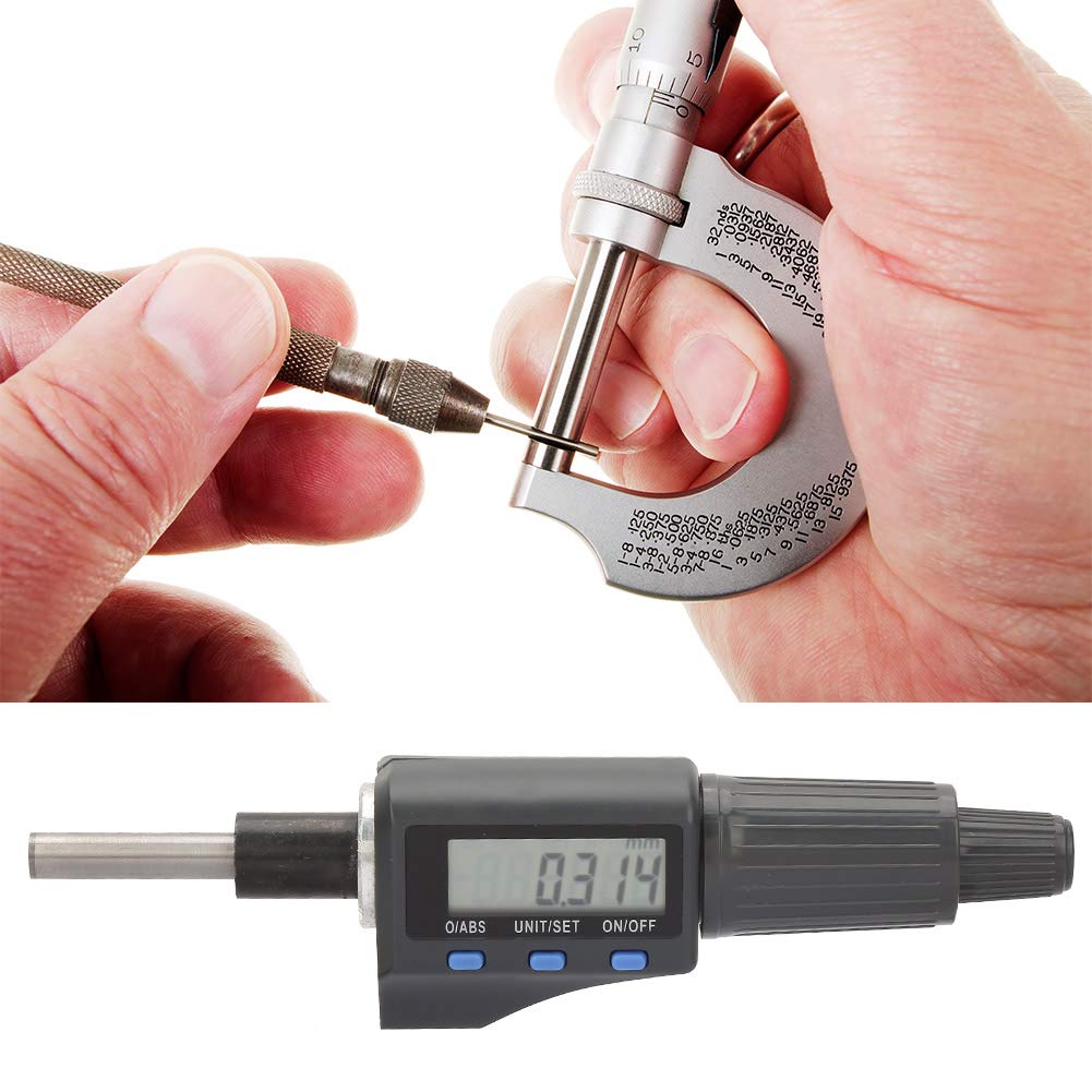 Tête de Mesure de Micromètre Numérique, Tête de Micromètre Numérique 0,001 Mm, Tête de Micromètre électronique 0-25 Mm Unité de Support de dé à Coudre à Cliquet, Têtes de