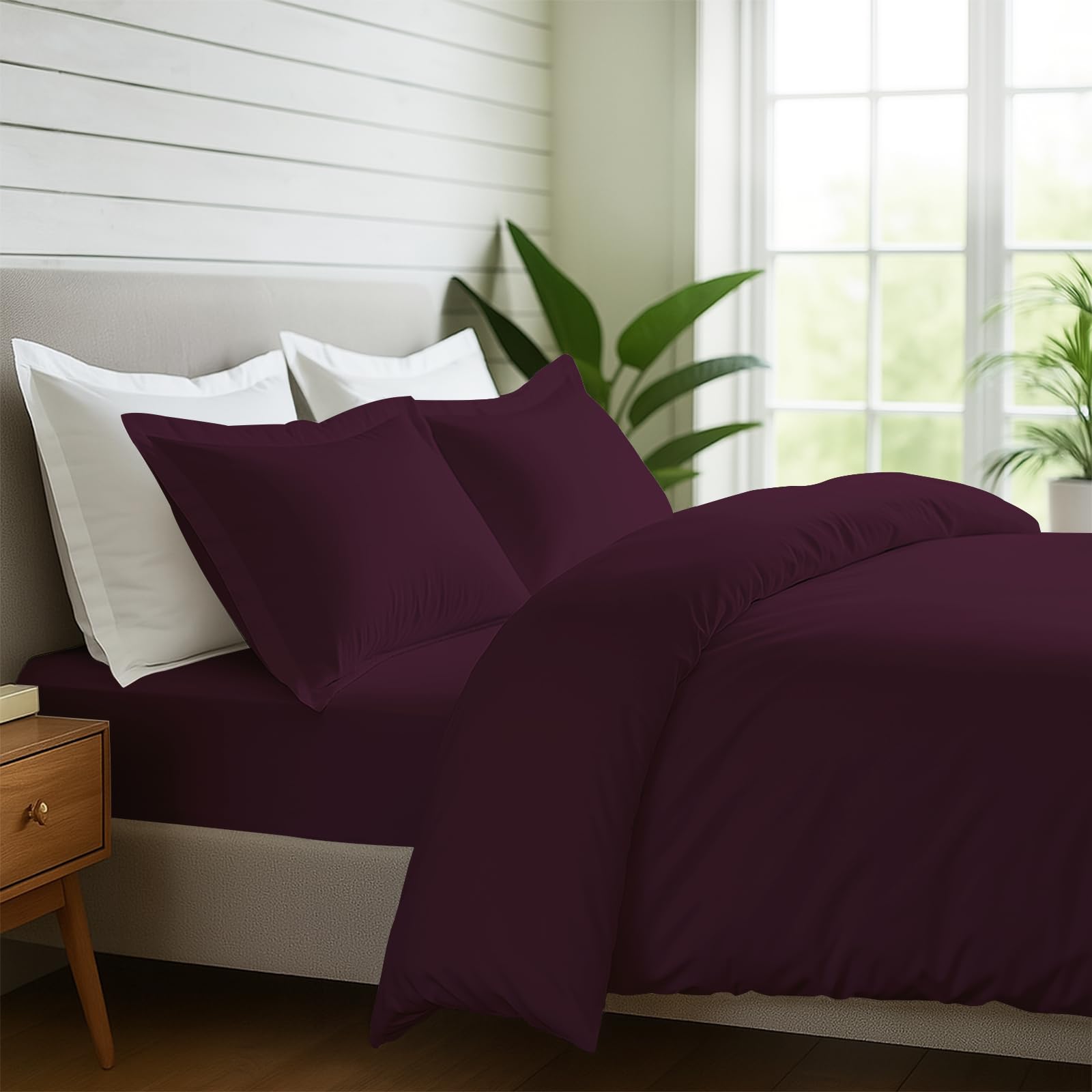 Pizuna Pure Combed Cotton Bedding Sets King Size 600 Thread Count Purple