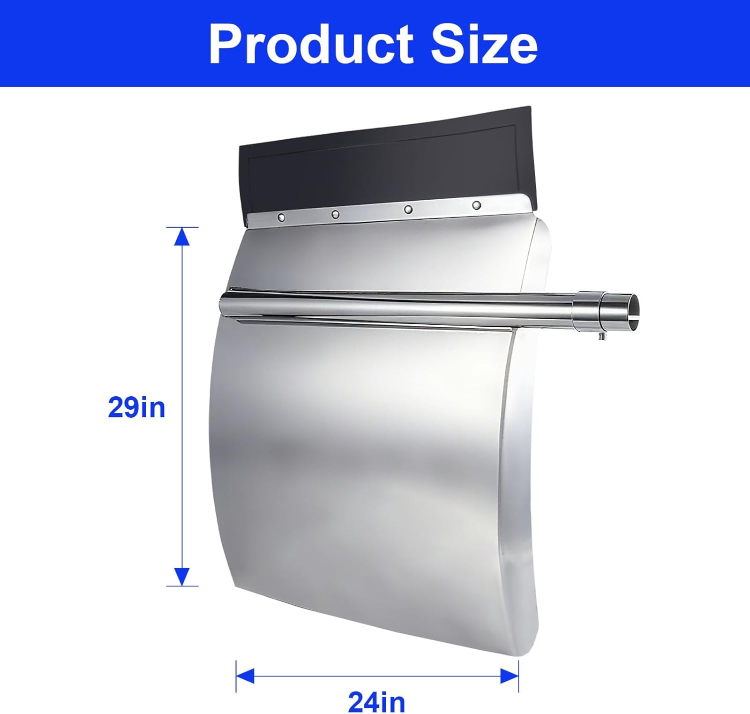 24"x29" Quarter Fenders for Semi Truck, Stainless Steel/Polypropylene, Tube Bracket and Single Bolt Mounting Brackets Hardware Included, Right Left 2 Set in Pair (Stainless Steel - Silver)