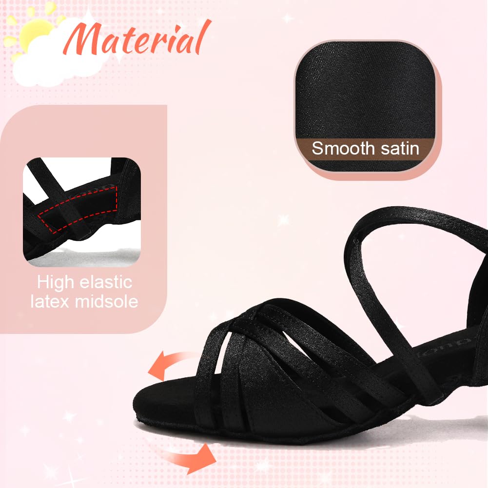 Chaussures de Danse Fille Latine Salsa Tango Professionnel Pratique Chaussure de Danse 4cm Talon