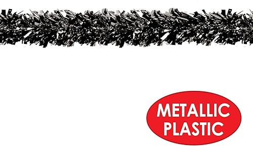 Miniatura 3 de Beistle Guirnalda de plástico metálico negro brillante para fiesta de Año Nuevo, Navidad, cumpleaños, graduación, suministros y desfile flotadores
