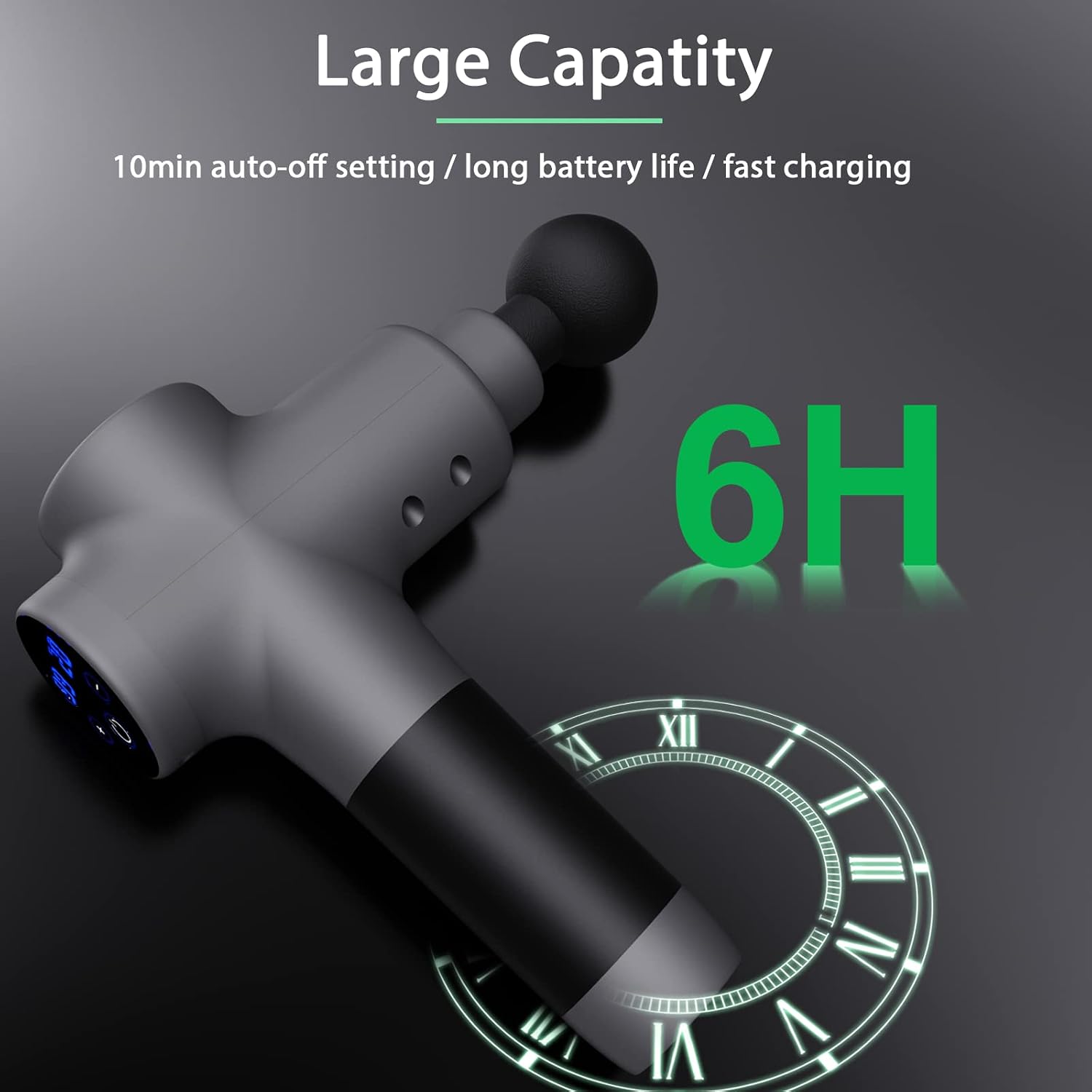 ifgoooo Massage Gun Deep Tissue,20 Speeds & 6 Interchangeable Heads Percussion Massager for Athletes Pain Relief,Back/Neck/Leg Deep Tissue Massager(Space Gray)