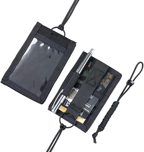 EXCELLENT ELITE SPANKER Tarjetero táctico para tarjetas de identificación ajustable, cordón para el cuello, trabilla para llaveros, soporte para