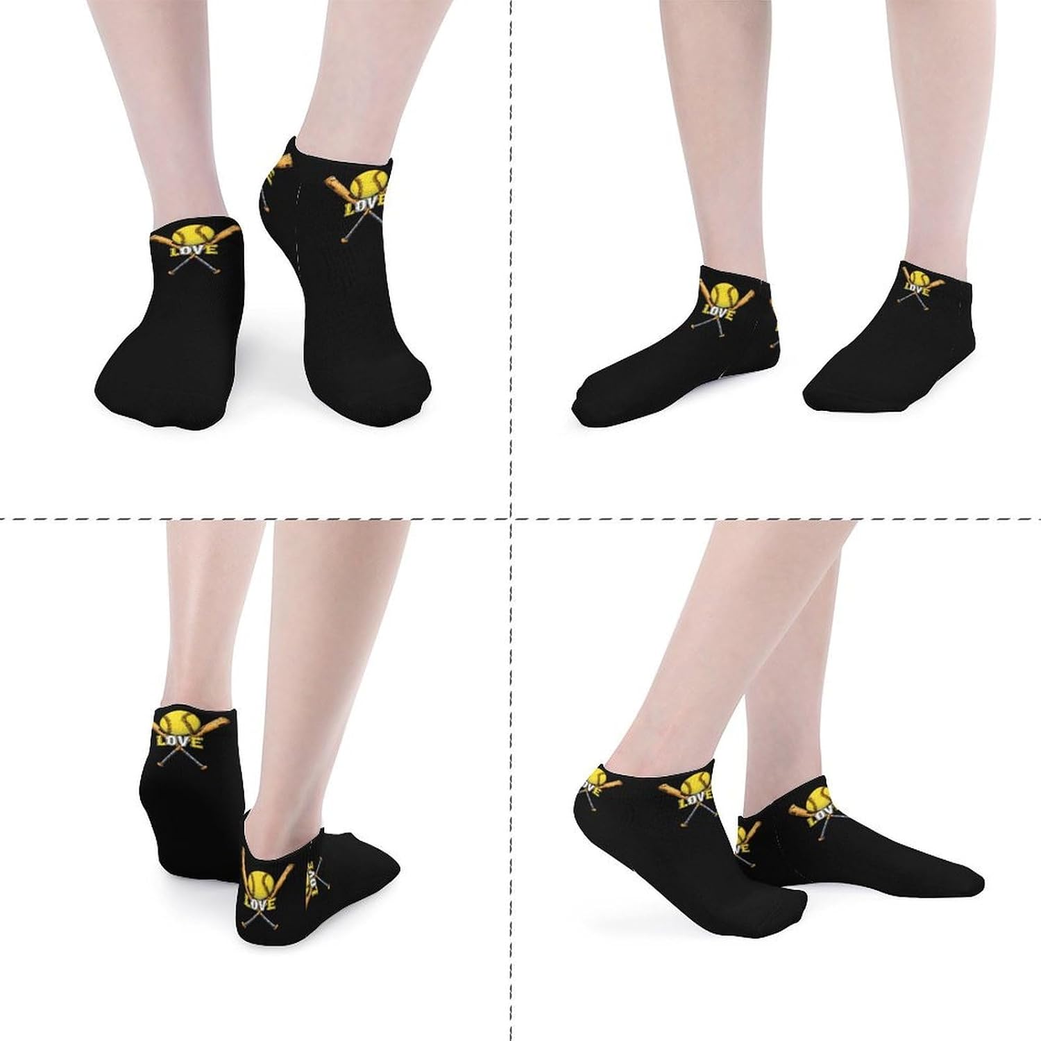 Love Softball Ankle Socks for Men Women Low Cut Crew Sock Casual Sports Clothing