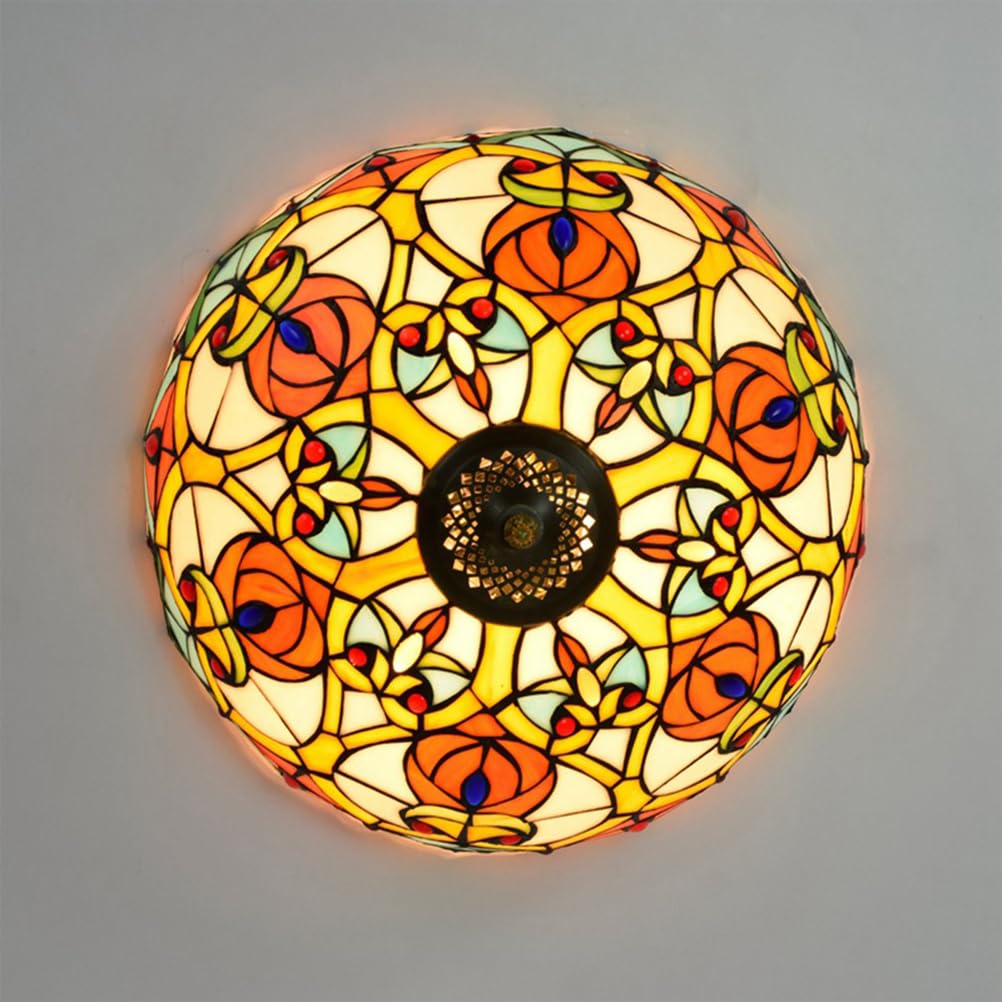 Lampa sufitowa w stylu Tiffany do zabudowy, witraż z europejskim wzorem serca, szklany klosz z kolorowymi perłami, oprawa E27, do jadalni, sypialni, korytarza, salonu, dekoracja