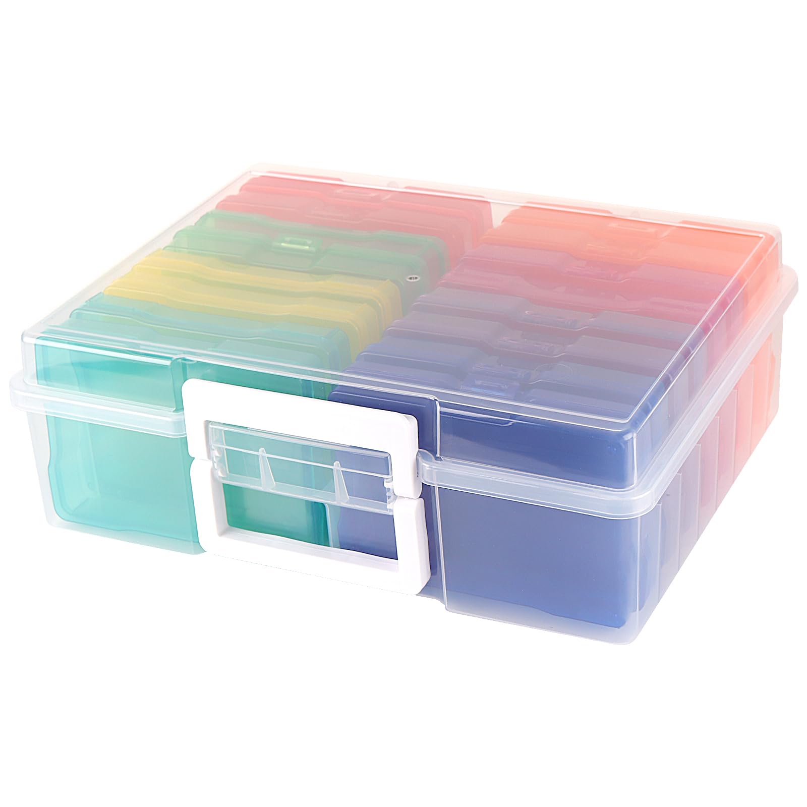 Caja de Almacenamiento para Fotos de 15 x 10 cm con 16 Compartimentos, Cajas Organizadoras de Fotos de Plástico para Tarjetas, Sellos, Manualidades, Multicolor