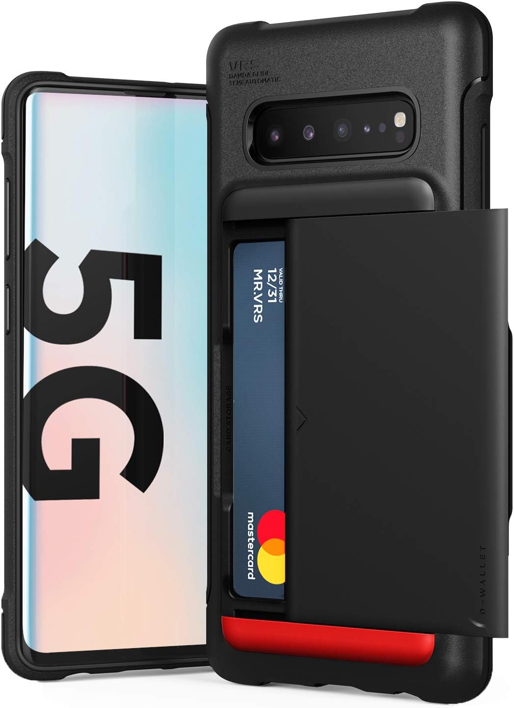 Galaxy S10 5G Case, VRS Design Slim Premium Wallet Case Card Holder Shockproof [Damda Glide Shield] [Matte Black] Reinforced Corners Compatible with Galaxy S10 5G, 6.7 inch (2019)