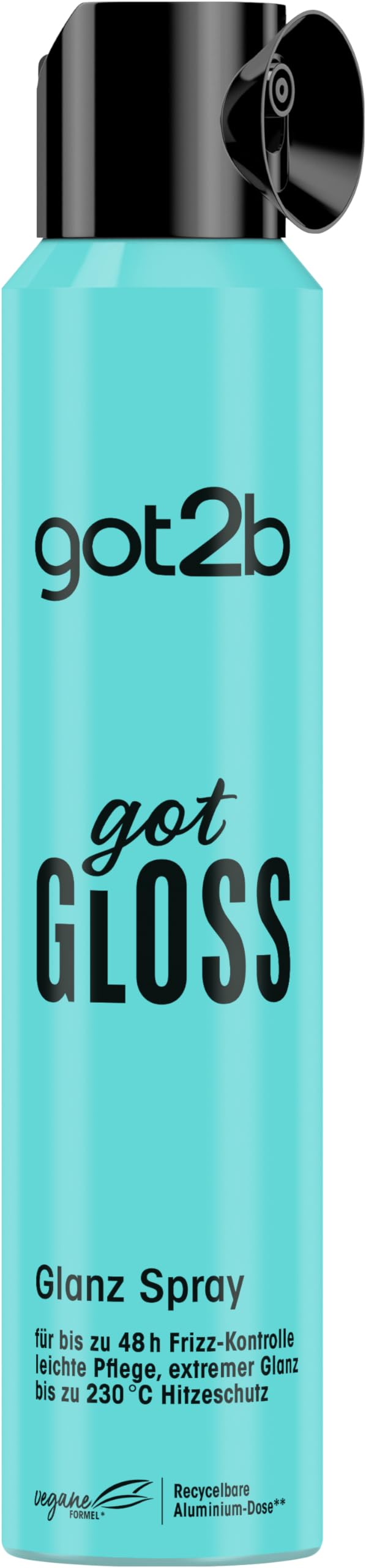 got2b GotGloss spray błyszczący (200 ml), spray do włosów zapewnia kontrolę puszenia się włosów do 48 godzin i najwyższy połysk, spray do stylizacji włosów chroni włosy przed temperaturami do 230°C