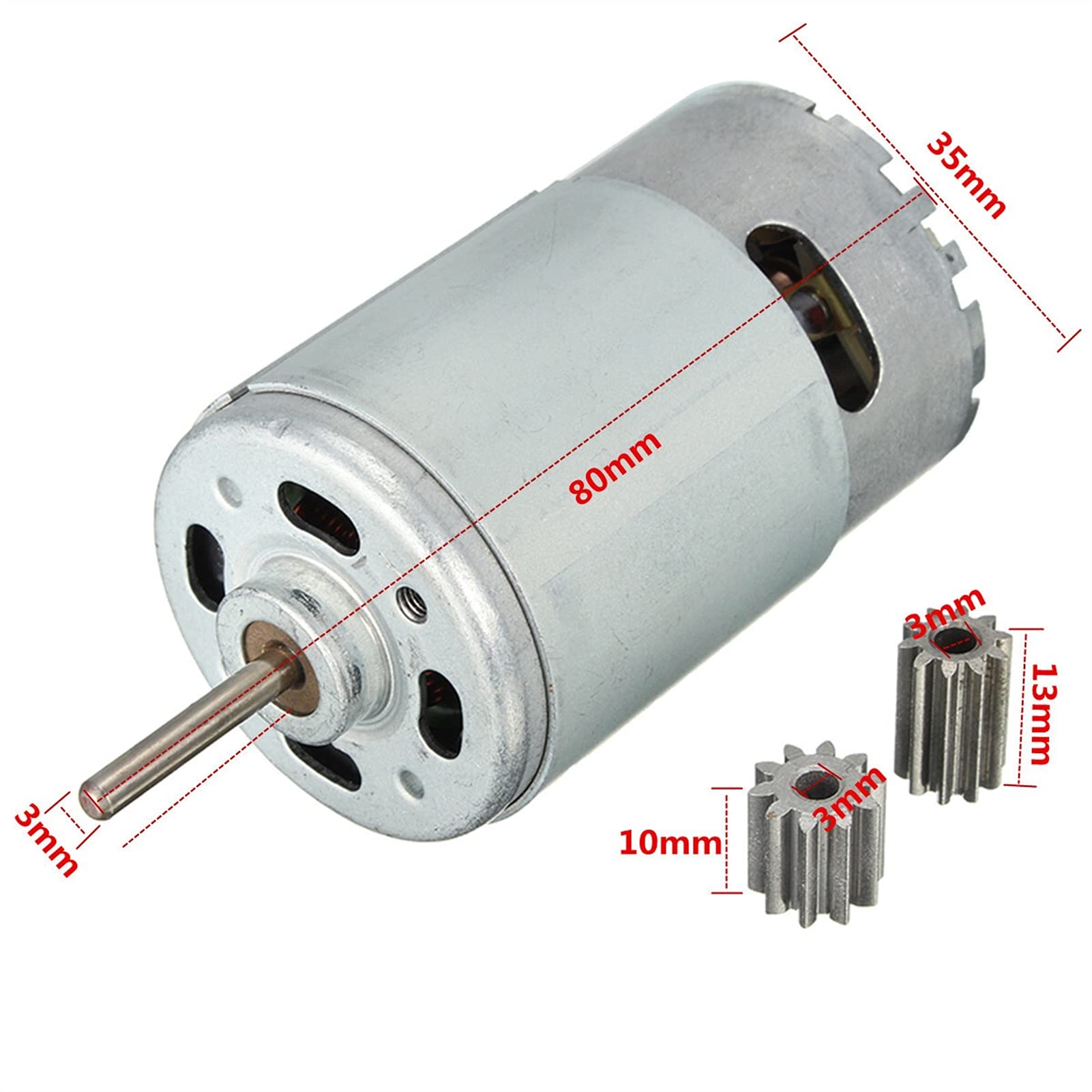 PYouo-DC Motor RS550. Przekładnia silnika DC, 1. 2 V 30000 obr./min, 10 silników zębowych dla dzieci do samochodu elektrycznego, jazdy RC, silnik elektryczny do samochodu dziecięcego