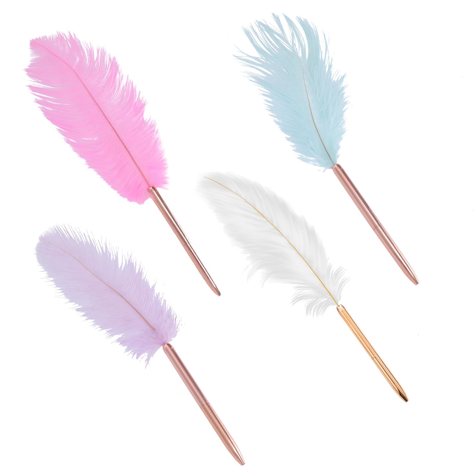 Buxuaaaa 4pcs Feathered Pen Black Inks Ballpoint Pen Writing Wedding Signing Calligraphy Stationery for Student