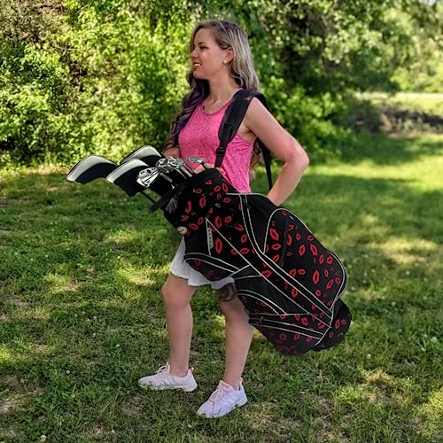 Taboo Fashions - Golf Bags For Women, 14-Way Golf Club Bags, Large-Capacity Womens Golf Bag, Ladies Golf Bag W/ 7 Zippered Pockets, & Insulated Beverage Compartment, 35 X 11 In, Temptation #TOP7