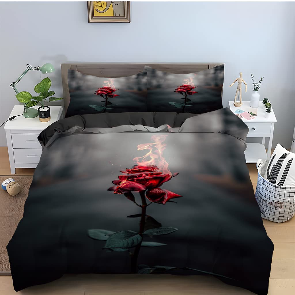 Parure housse de couette 140x200 rose noire microfibre douce pour enfants