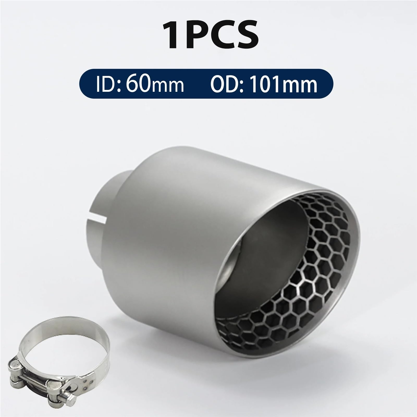 Car Silencer 1 sztuka matowa końcówka rury wydechowej ze stali 304 akcesoria samochodowe konstrukcja o strukturze plastra miodu końcówki tłumika modyfikuj wsparcie(ID60-OD101mm)