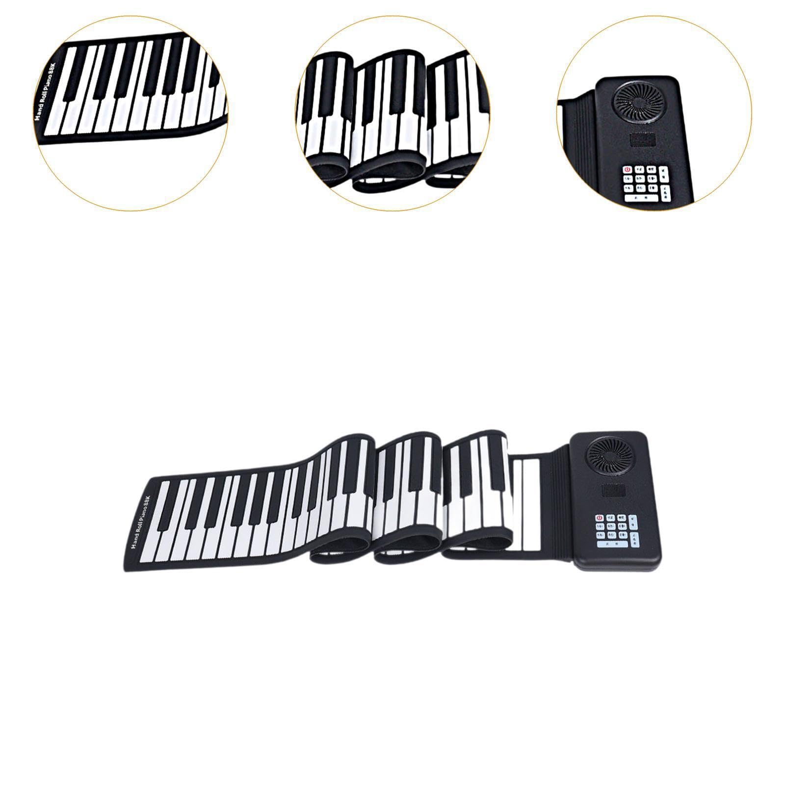Tastiera per pianoforte a 88 tasti, arrotolabile, facile da trasportare, strumento elettrico digitale, mini tastiera per principianti, lezioni di musica, per pianoforte a mano, arrotolabile,