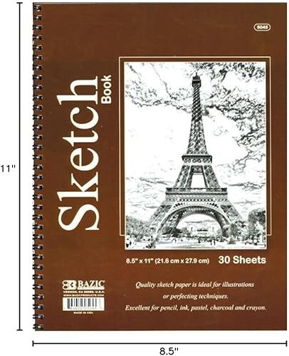 Miniatura 2 de BAZIC Cuaderno de bocetos premium con espiral encuadernado a un lado de 8.5 x 11 pulgadas, caja de 48 unidades, 30 unidades