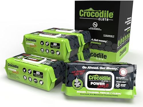 Miniatura 14 de Crocodile Cloth PowerSCRUB - Toallitas de limpieza – 80 paños de doble superficie (15 x 10 pulgadas), resistentes, húmedos, absorbentes