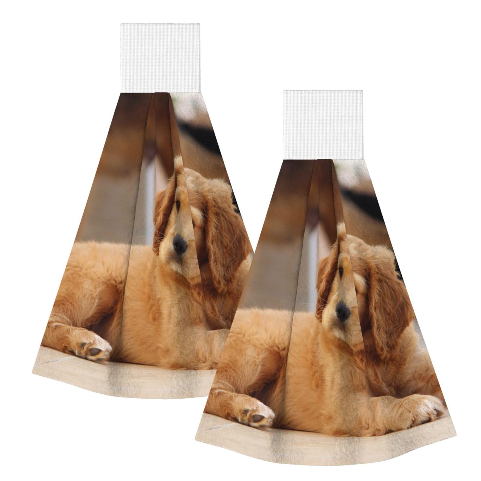 DOPKLNA Cocker Spaniel Puppy Small Spaniel Dogs Pets, 2 Pcs Hanging Coral Fiber Hand Towels for Bathroom, Absorbent Kitchen Towels