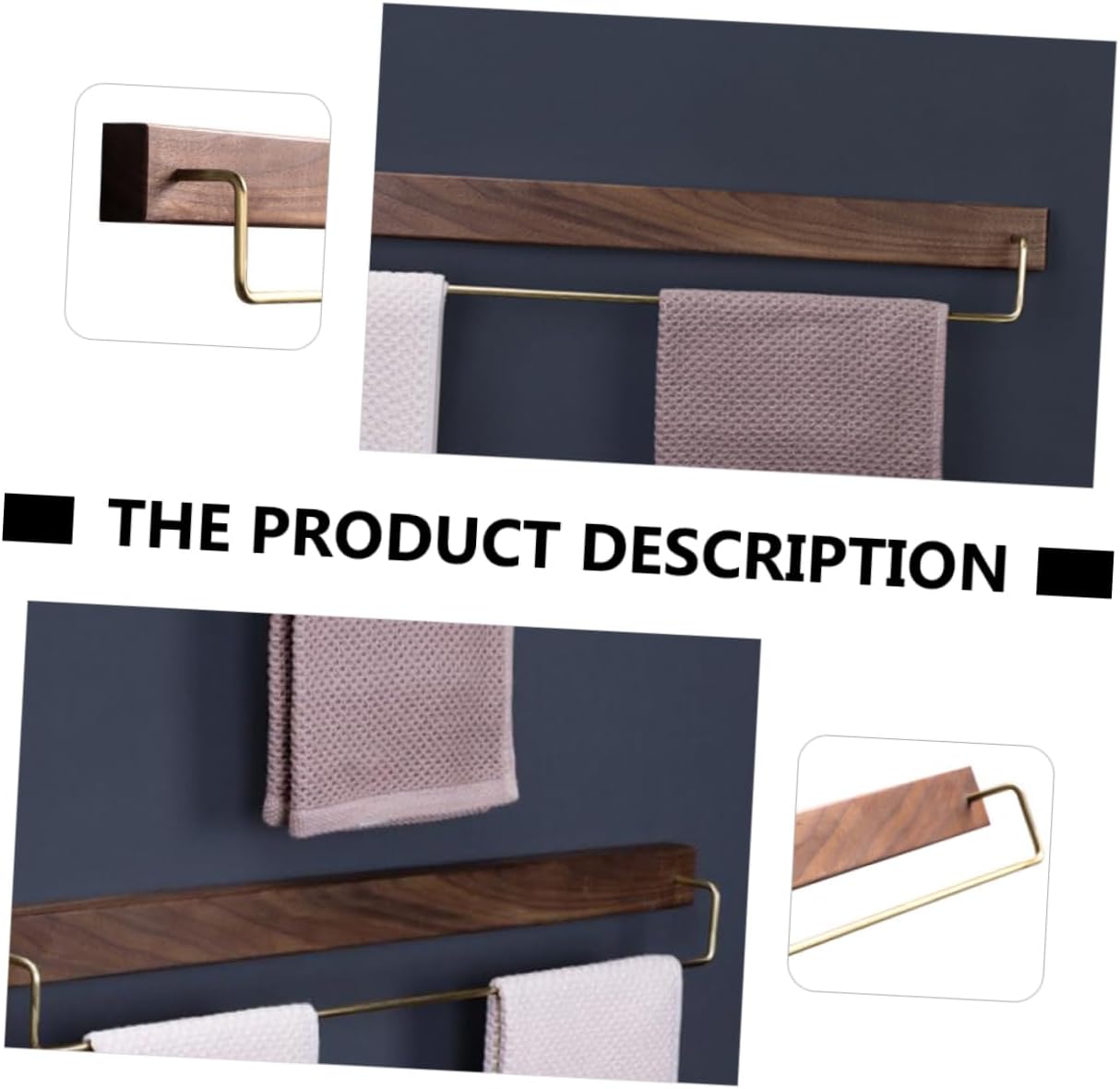Gadpiparty Heavy Duty Wall Mount Towel Rack Durable Wood Towel Organizer for Bathroom Kitchen Easy Install No-Drill Adhesive Holder for Smooth Surfaces