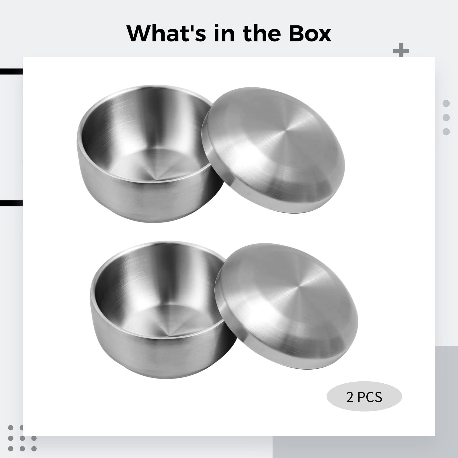 Set mit 2 doppelwandigen Schalen mit Deckel, 13 cm Edelstahl-Isolierschüsseln, Metall-Servierschalen für Suppe, Kimchi und Ramen, koreanischer Stil