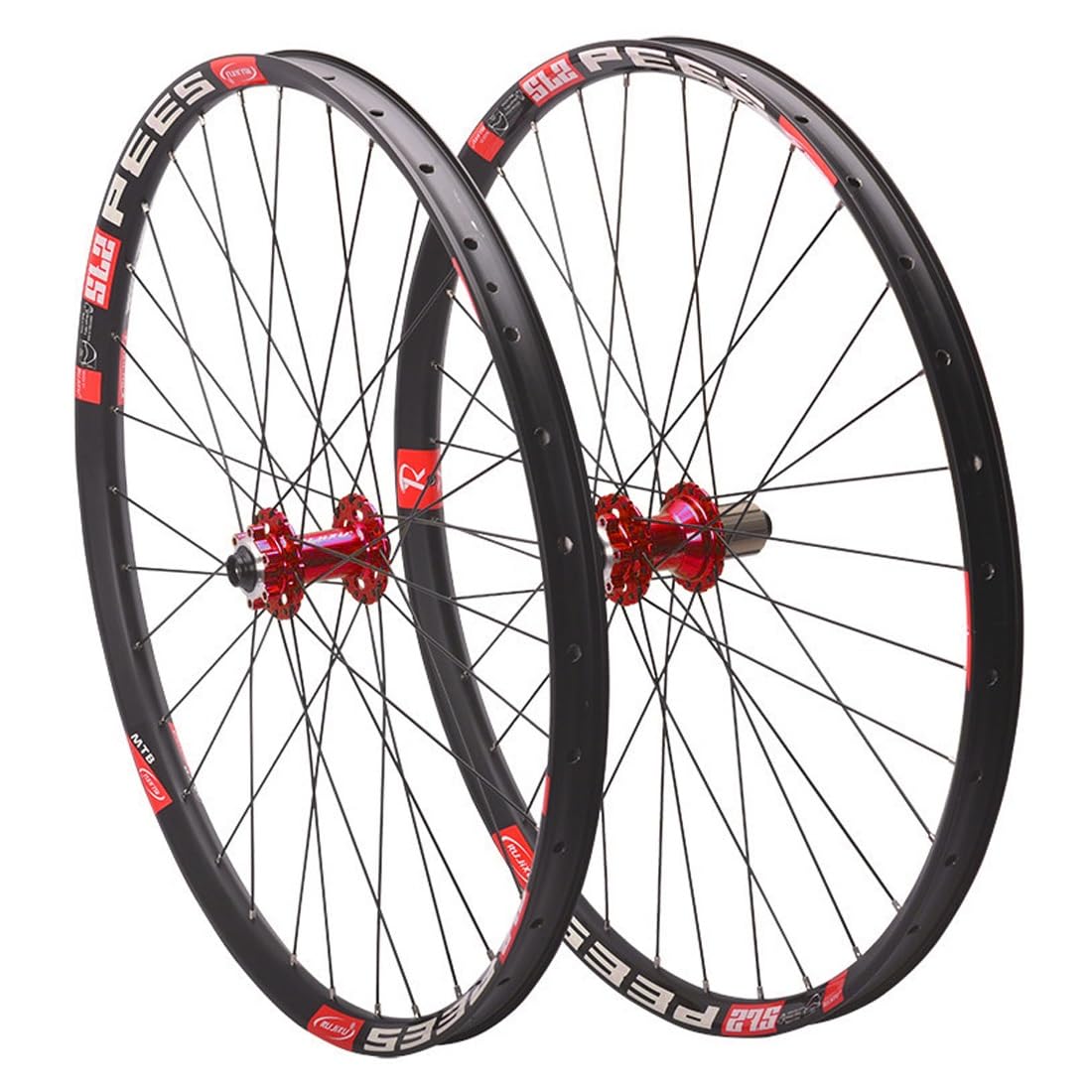 26" 27,5" 29" Mountainbike Laufradsatz Scheibenbremse Fahrradlaufrad Boost MTB Laufrad Steckachse Vorne 15x110mm Hinten 12x148mm Felge 32H, Für 7-12s HG-Kassette(Red,26'')