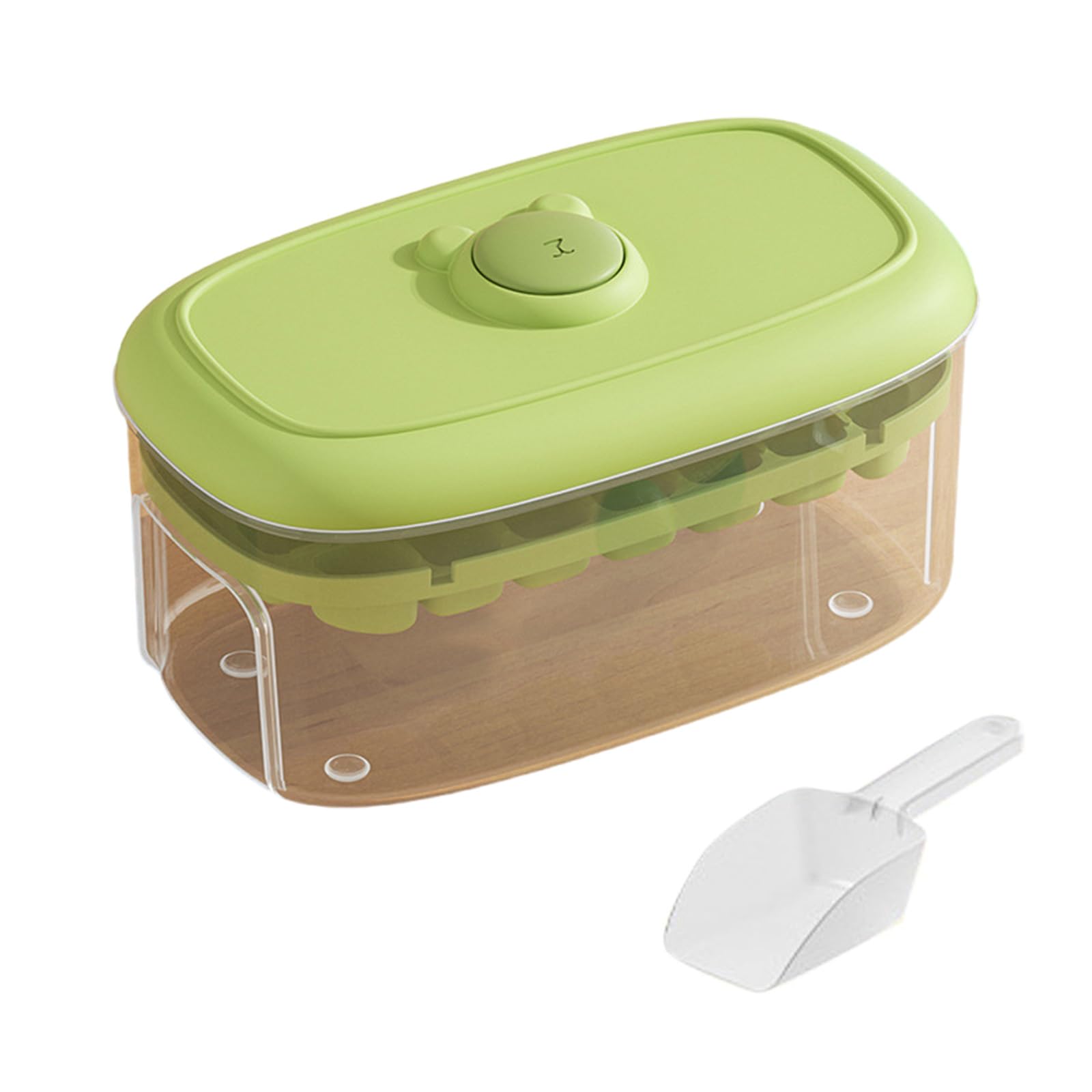Jdnh Green Space Saving Ice Cubes Tray Set With Removable Lid Holds 56 Cubes Push Demold Design For Coffee Cocktails Ice Stackable Tray
