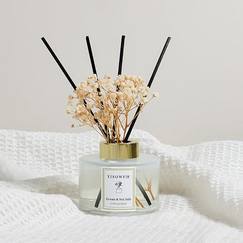 Miniatura 3 de Juego de difusor de junco, 5.07 onzas líquidas, difusor de aceite de sal marina y océano con 8 varillas de caña, difusor de varillas de fragancia