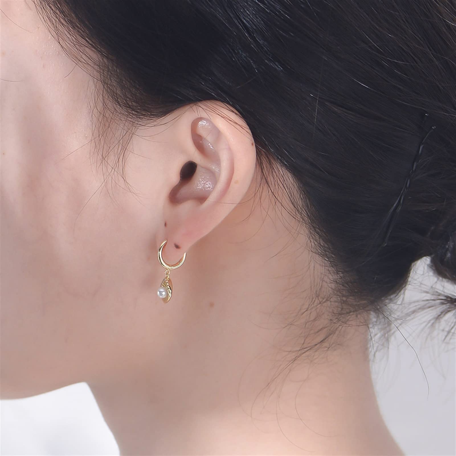 Orecchini da donna S925 Orecchini di perle con guscio d'argento sterling