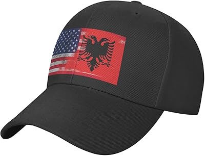 SwpWab Albanian American Half Adjustable Cotton Peaked Cap Available for Men Women Black