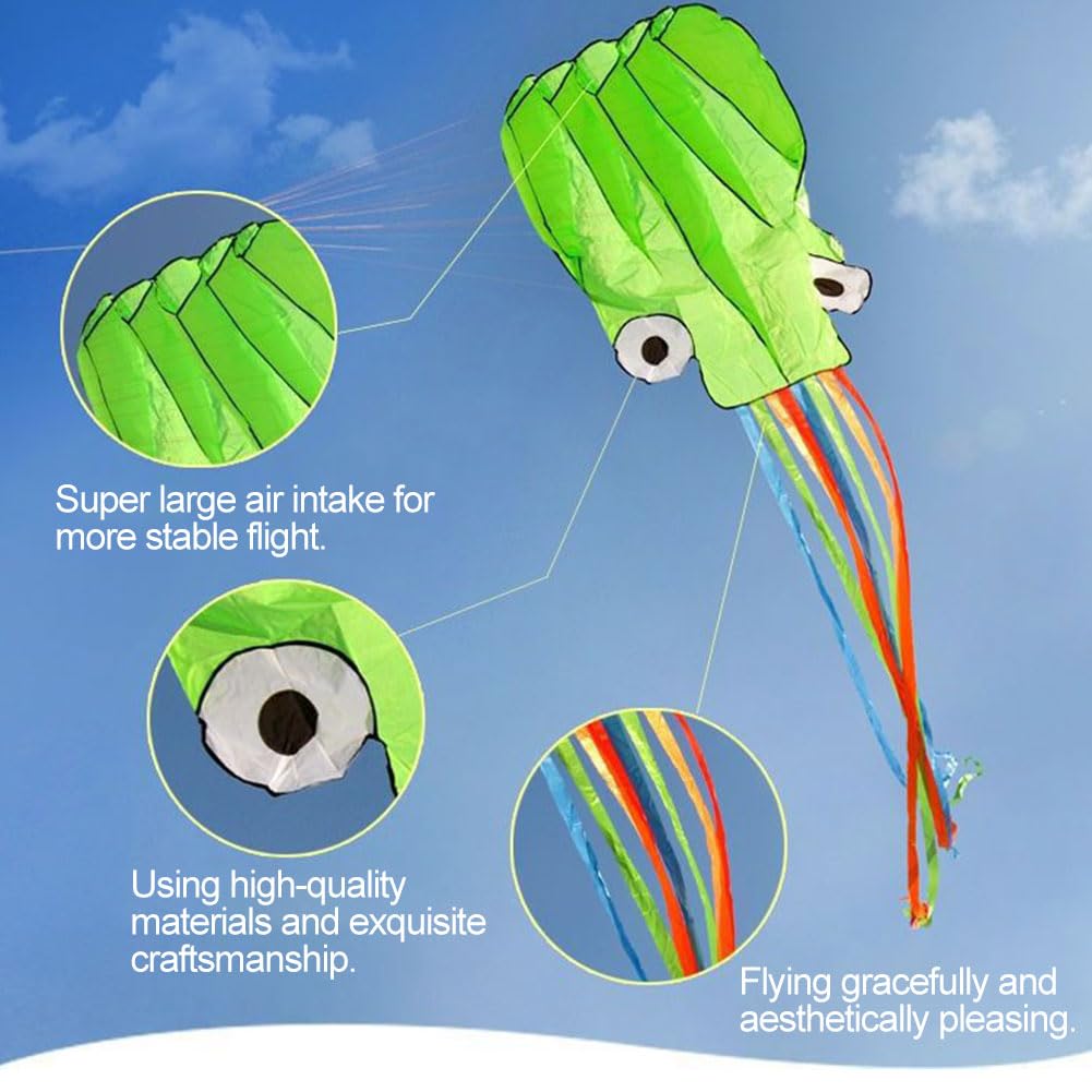 Cerf-volant Pieuvre 3 M Avec Queue De 50 M – Coloré, Acrobatique, En Polyester, Sans Cadre, Pour Enfants Et Familles