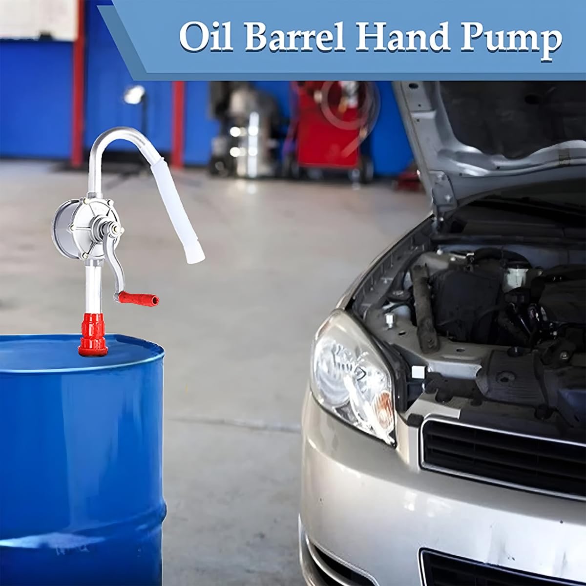 JNNJ Pompa per Barili Di Olio, Pompa a Manovella Rotante in Lega Di Alluminio Del Barile Dell'olio, Pompa Del Barile Di Olio per Benzina Diesel Carburante Garage, Per Gli Oli Combustibili, La Benzina