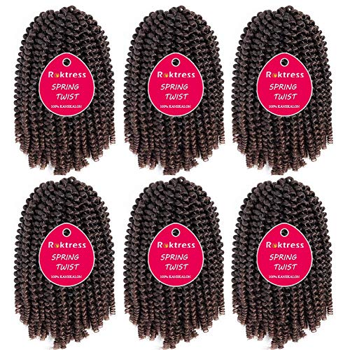 6 Pack Spring Twist Crochet Braiding Hair 12 Inch Bomb Twist Crochet Braids Ombre Colors Low Temperature Kanekalon Synthetic Fluffy Hair Extensions 20 Strands 110g/Pack (12inches, T33#)
