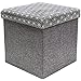 HOME DECO FACTORY CMHD3166 Coffre Rangement Pouf Pliable Gris M4, Lin, 37,5 x 37,5 x 37,5 cm