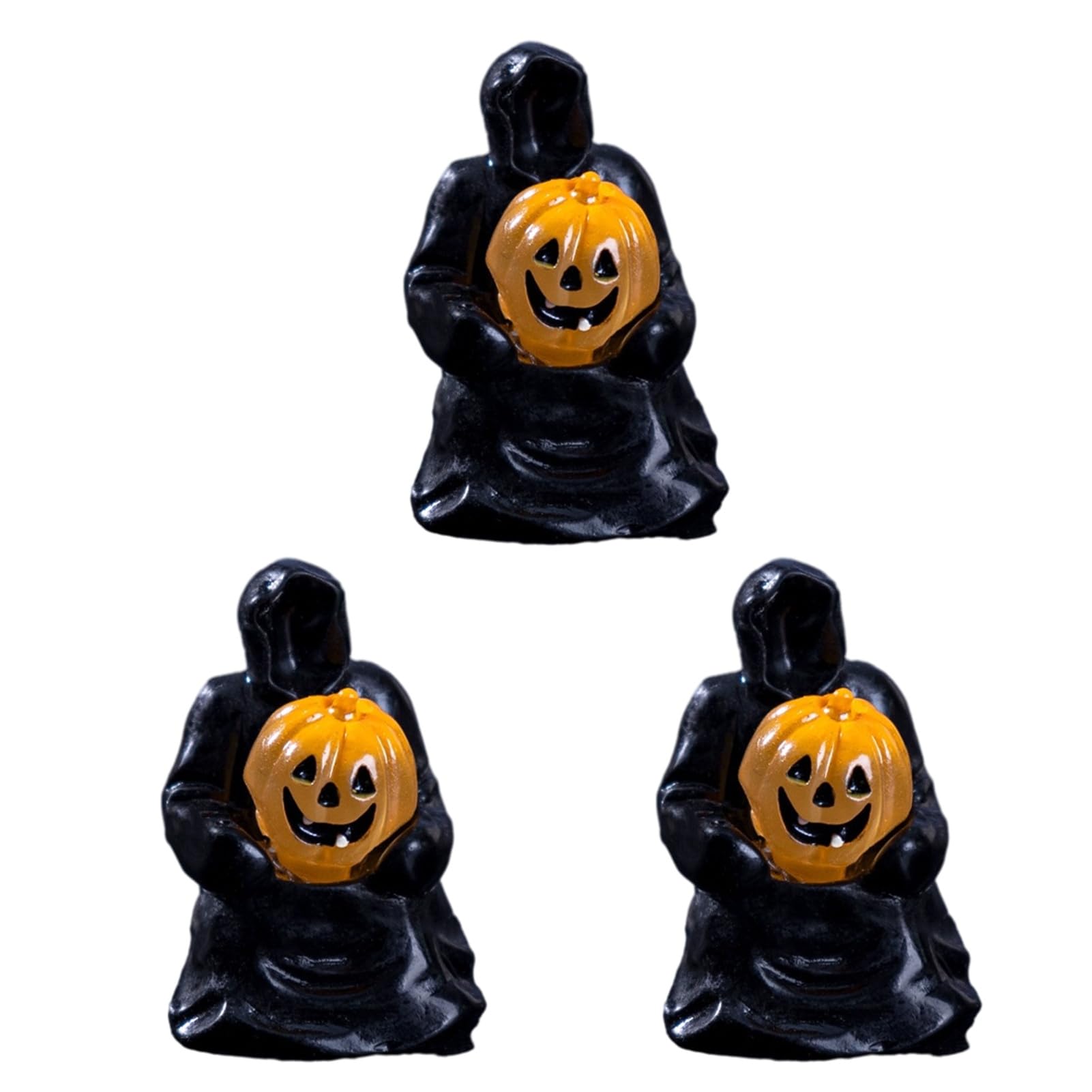 sugerou 3Pcs Halloween Mini Resin Figurines Spooky Pumpkin Ghost Decor
