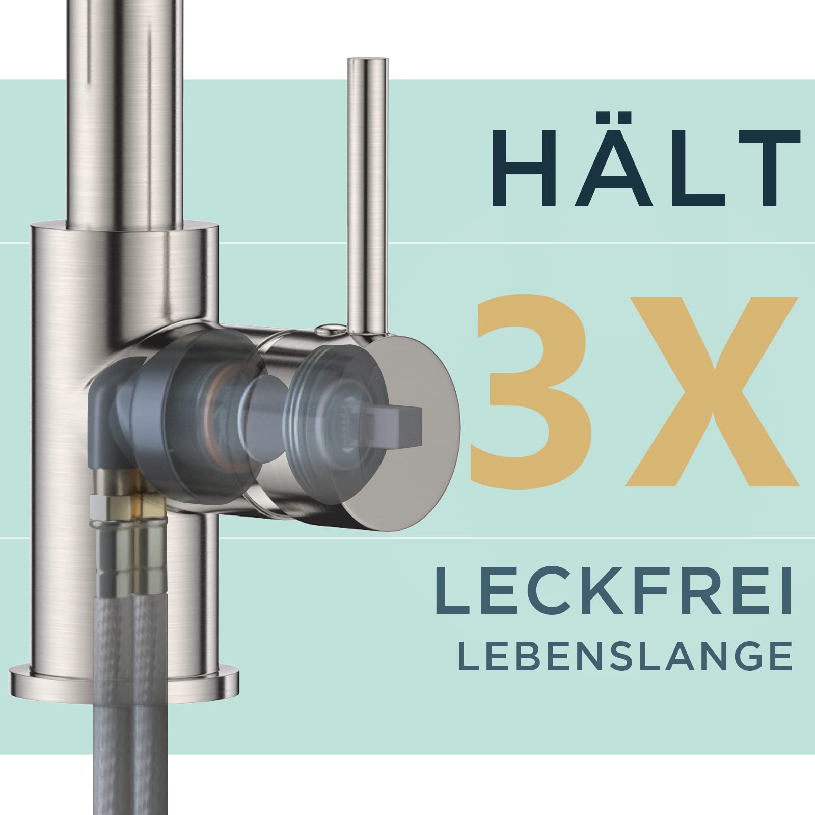 FORIOUS Wasserhahn Küche, Hoher Bogen Hochdruck Küchenarmatur mit Herunterziehen Brause Armatur, Mischbatterie Spültischarmatur Küchenarmaturen, 360° Schwenkbar Zwei Sprühfunktionen, Edelstahl
