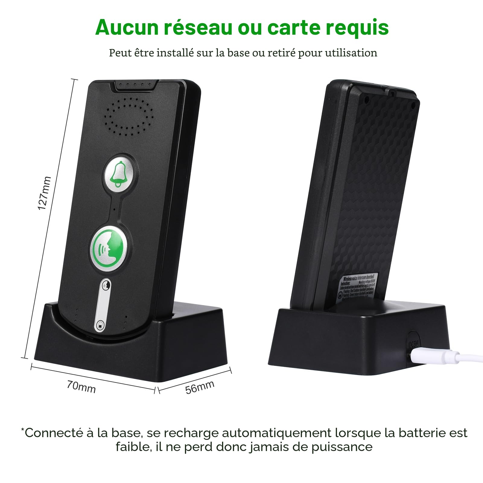 3 Pièces Interphone Vocal sans Fil, 500M Interphone sans Fil à Très Longue Portée, Sonnette D'interphone Vocal étanche, Interphone Vocal à 2 Voies pour la Maison Bureau