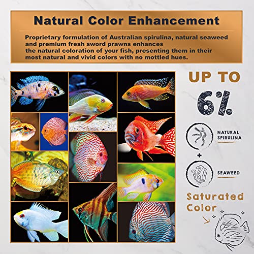 Ultra Fresh Tropical Fish Food, Wild Sword Prawn, Natural Color Enhancement, Slow Sinking Pellet For Discus, Angelfish, Medium Sized Cichlids And Fish, Tropical Excellent Bits 1.87 Oz #TOP4