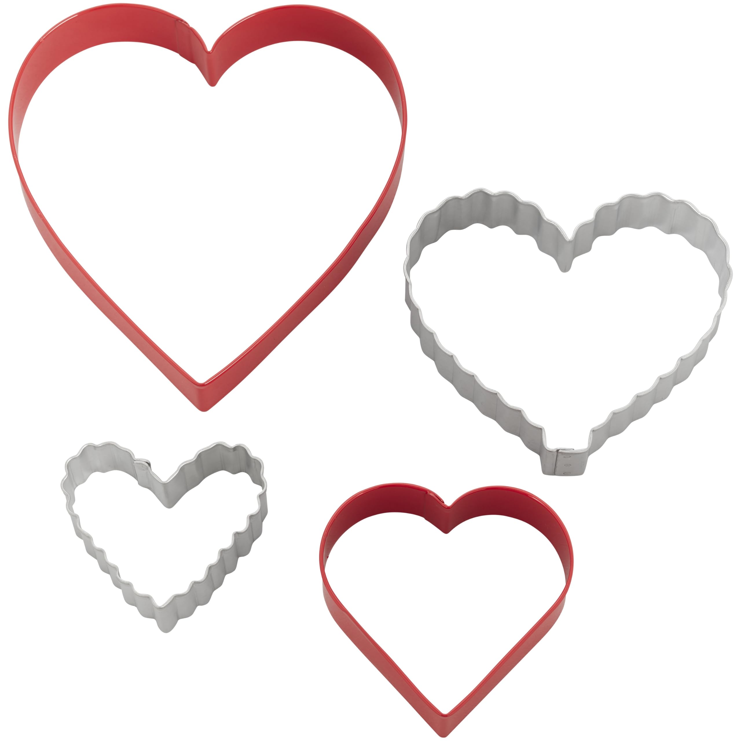 Set 4 Stampini Per Biscotti Wilton A Forma Di Cuore E Nozze - Metallo Rivestito 7.6cm, Lavastoviglie