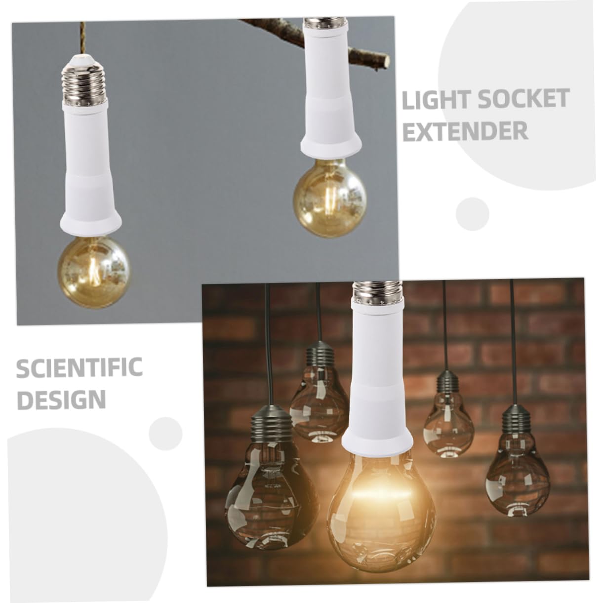 TOPBATHY 3 Set Adattatore Per Lampada Forniture Di Lampade Base Della Lampadina Adattatore Per Lampadina Presa Di Prolunga Della Lampadina Estensione Presa Luce Metallo Bianca 4 Pezzi * 3