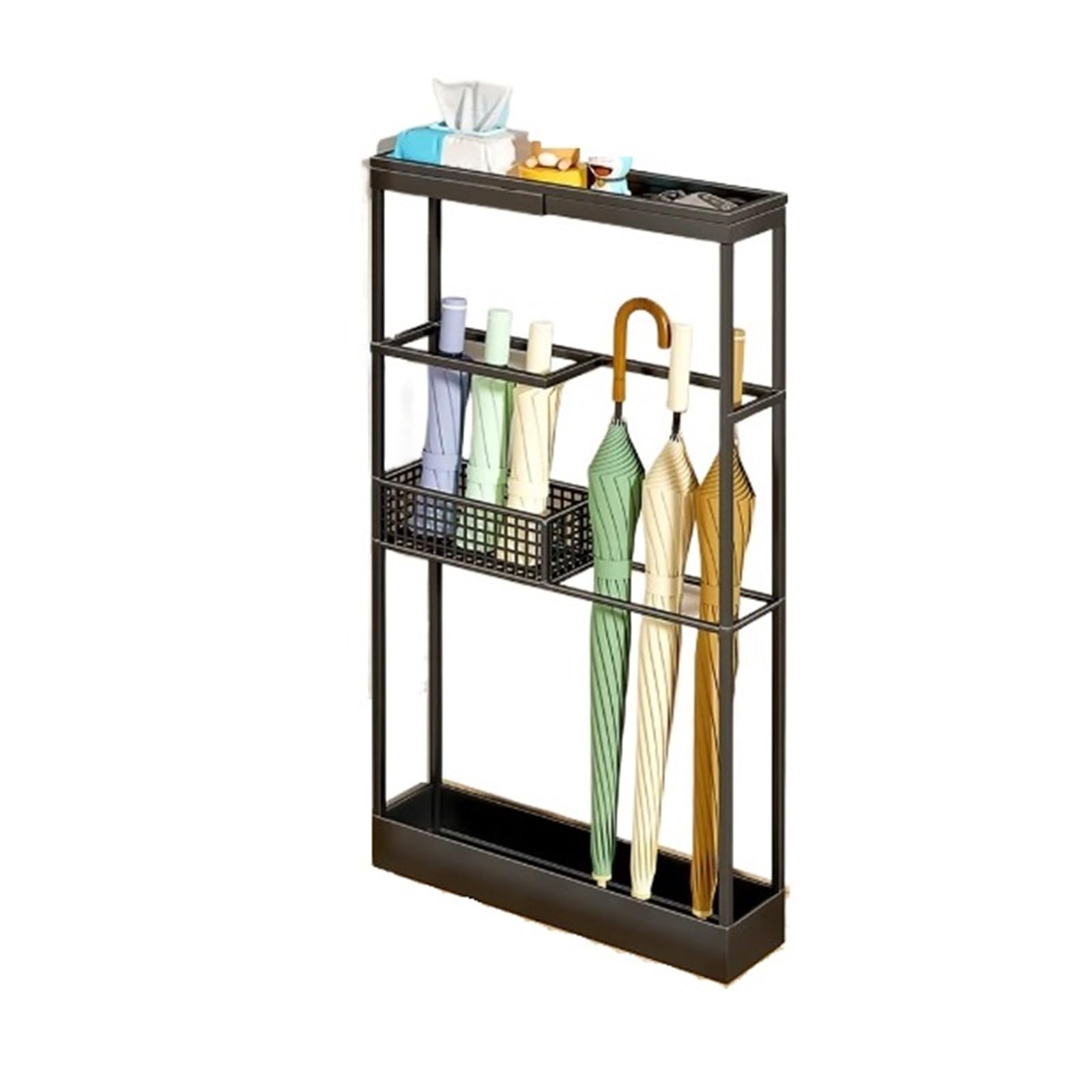 LJHFG63KUYT Schirmständer Home Umbrella Stand, Door-mounted Rack, Wrought Iron Drainage Umbrella Holder(Black)